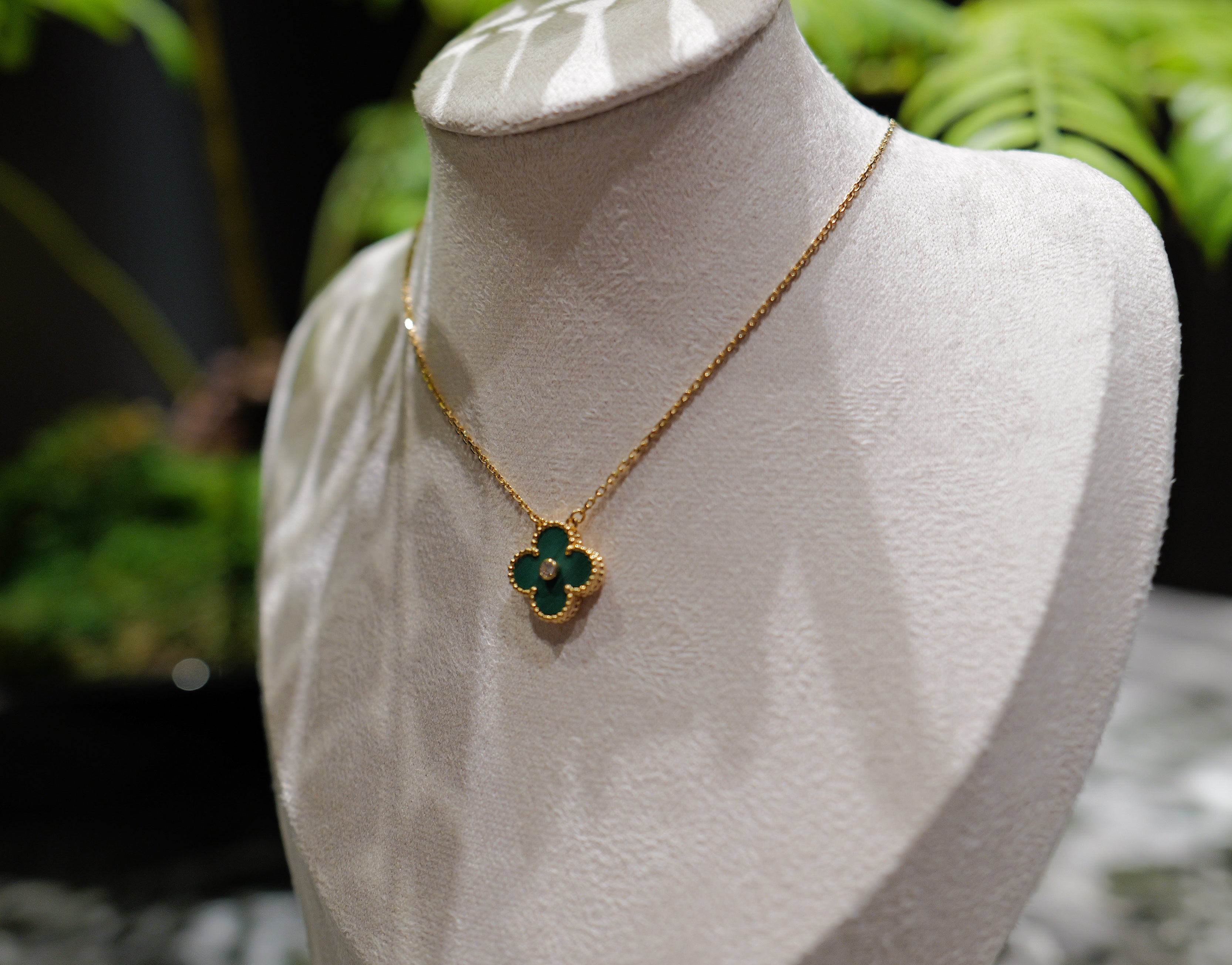 Van Cleef & Arpels ヴィンテージアルハンブラ ネックレス マラカイト ダイヤ K18YG