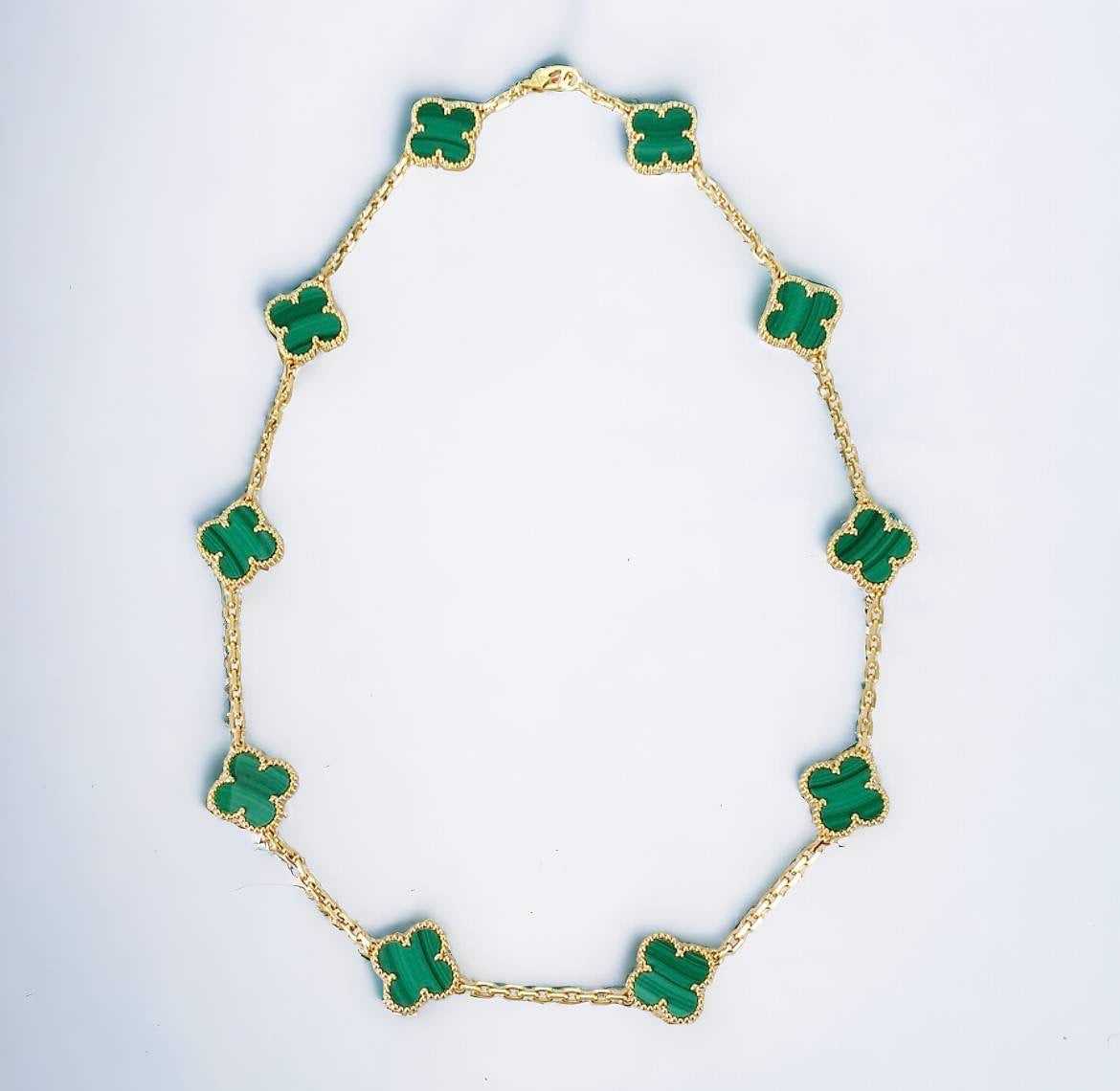 Van Cleef & Arpels ヴィンテージ アルハンブラ ネックレス K18YG マラカイト 10Pモチーフ