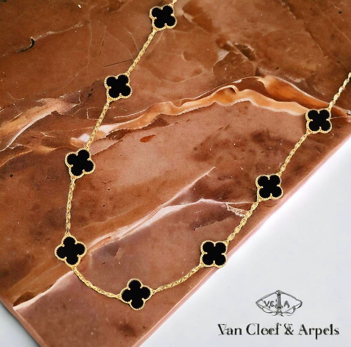 Van Cleef & Arpels ヴィンテージ アルハンブラ ネックレス K18YG 10Pモチーフ オニキス レンタル