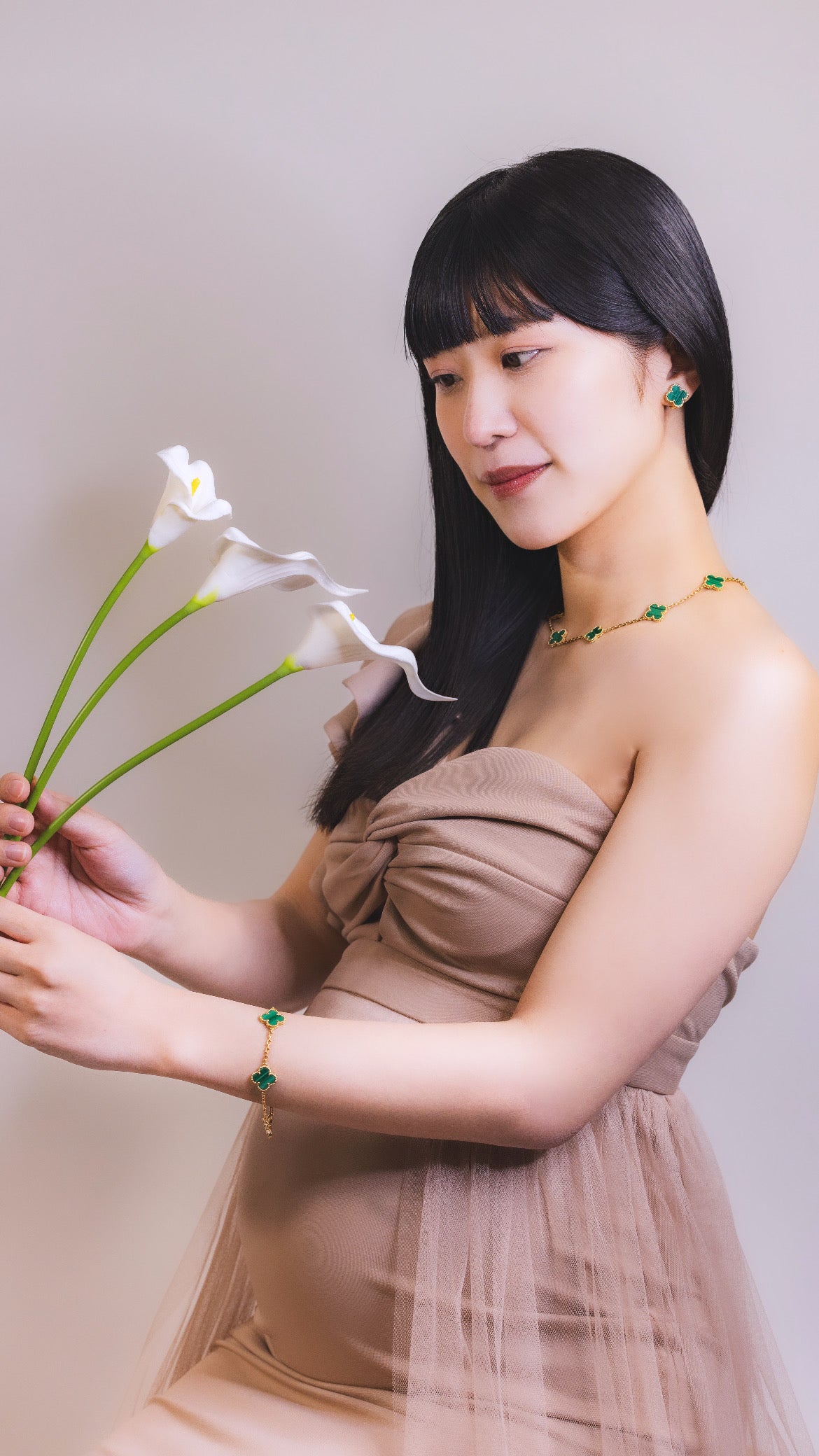 Van Cleef & Arpels ネックレス K18YG マラカイト 10Pモチーフ (ちょいカリ)関西限定