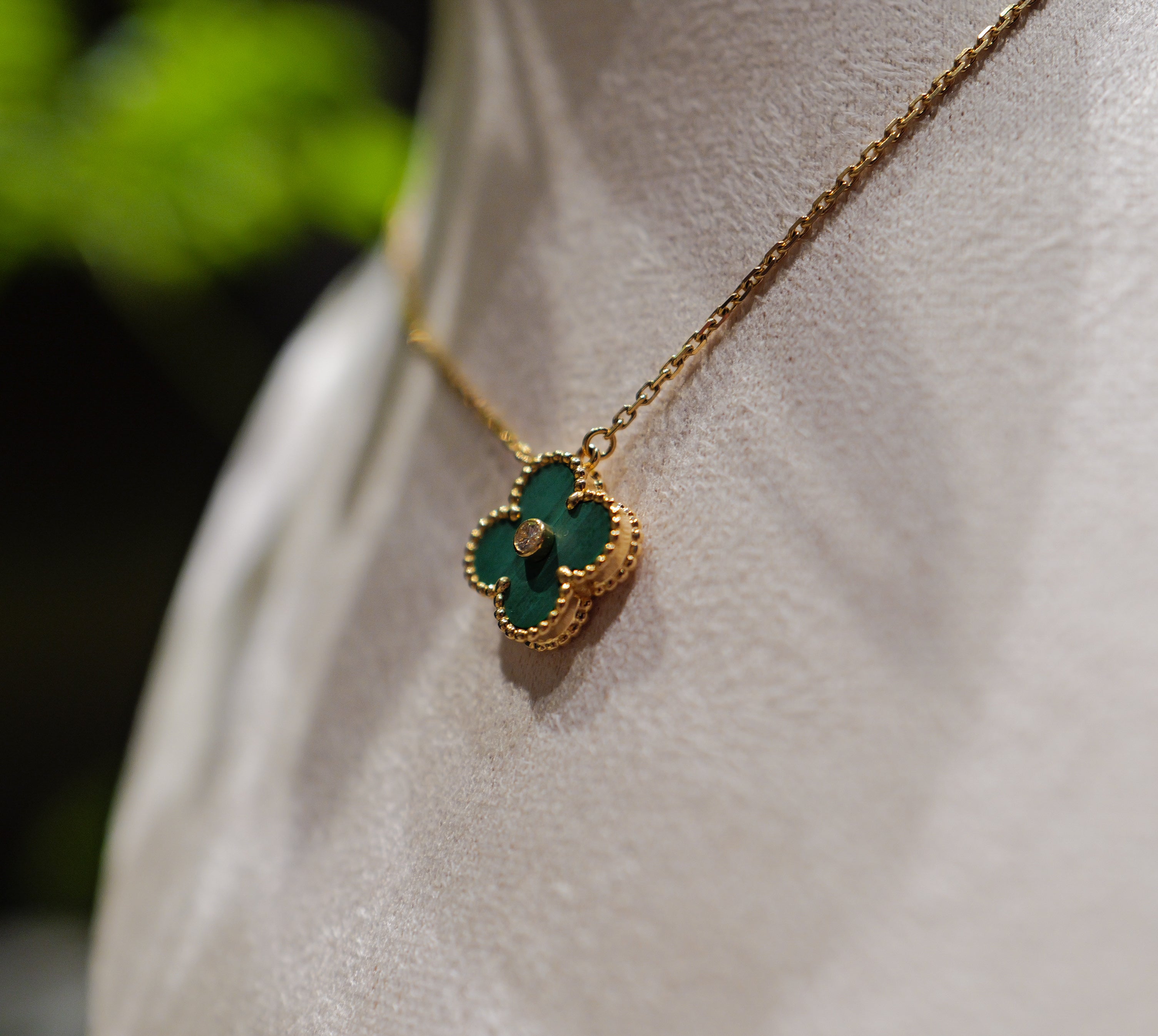 Van Cleef & Arpels ヴィンテージアルハンブラ ネックレス マラカイト ダイヤ K18YG