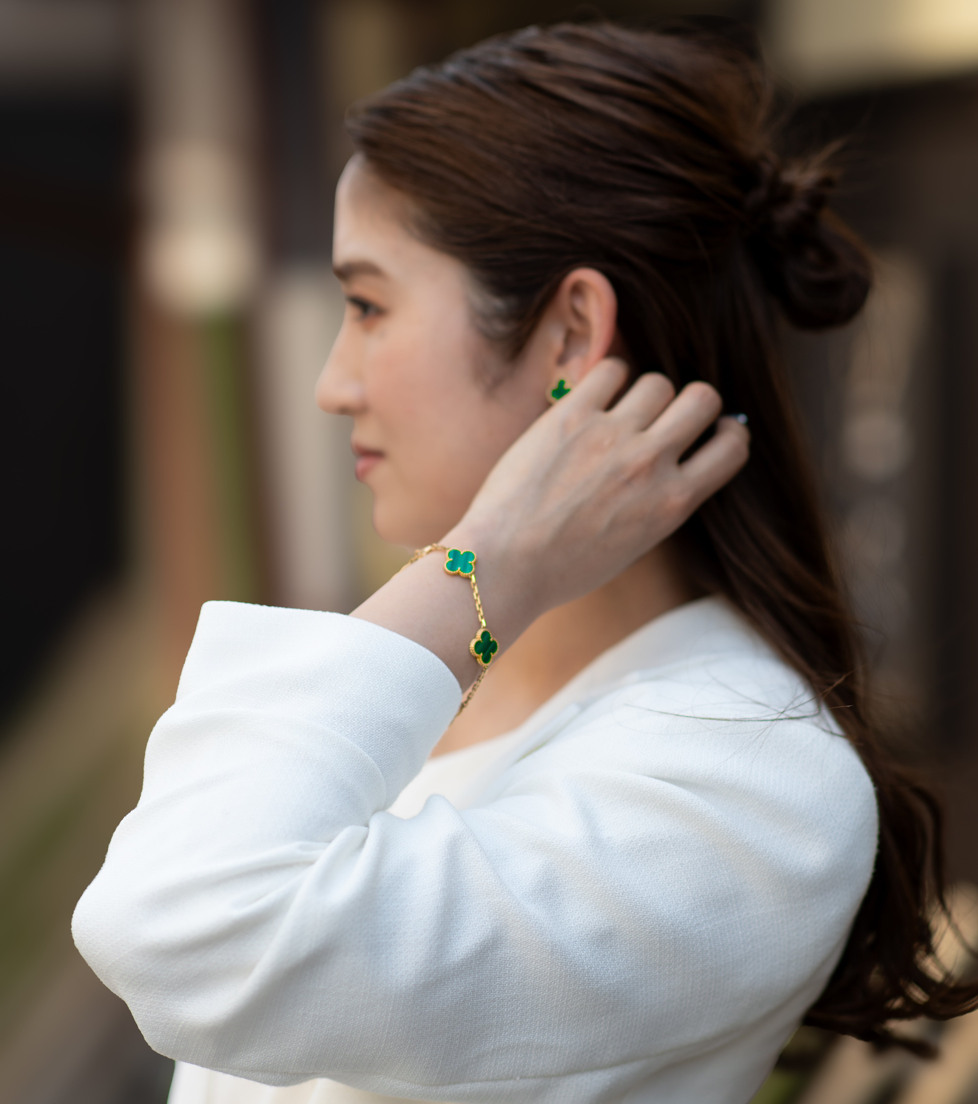 VanCleef & Arpels ヴァンクリーフ&アーペル ブレスレット ヴィンテージアルハンブラ K18YG マラカイト 5Pモチーフ