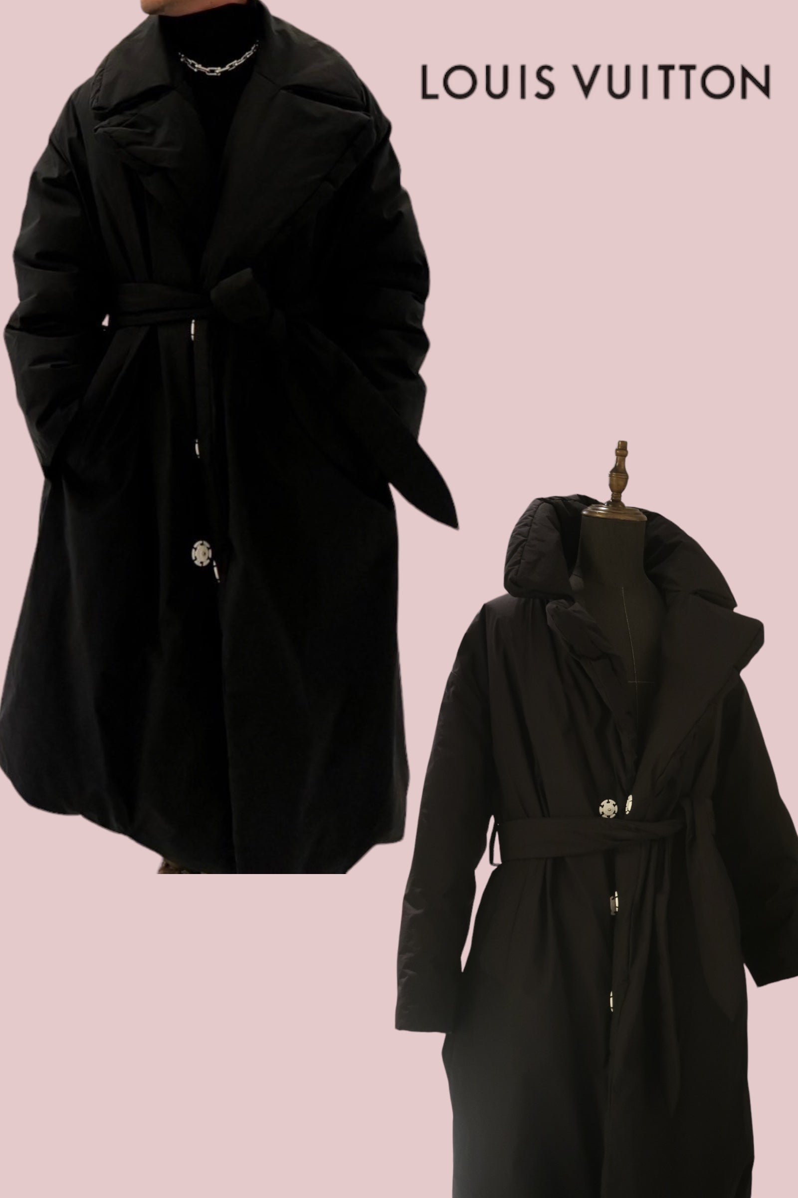 ルイヴィトン 19AW フライフロント ベルト付き ダウンコート