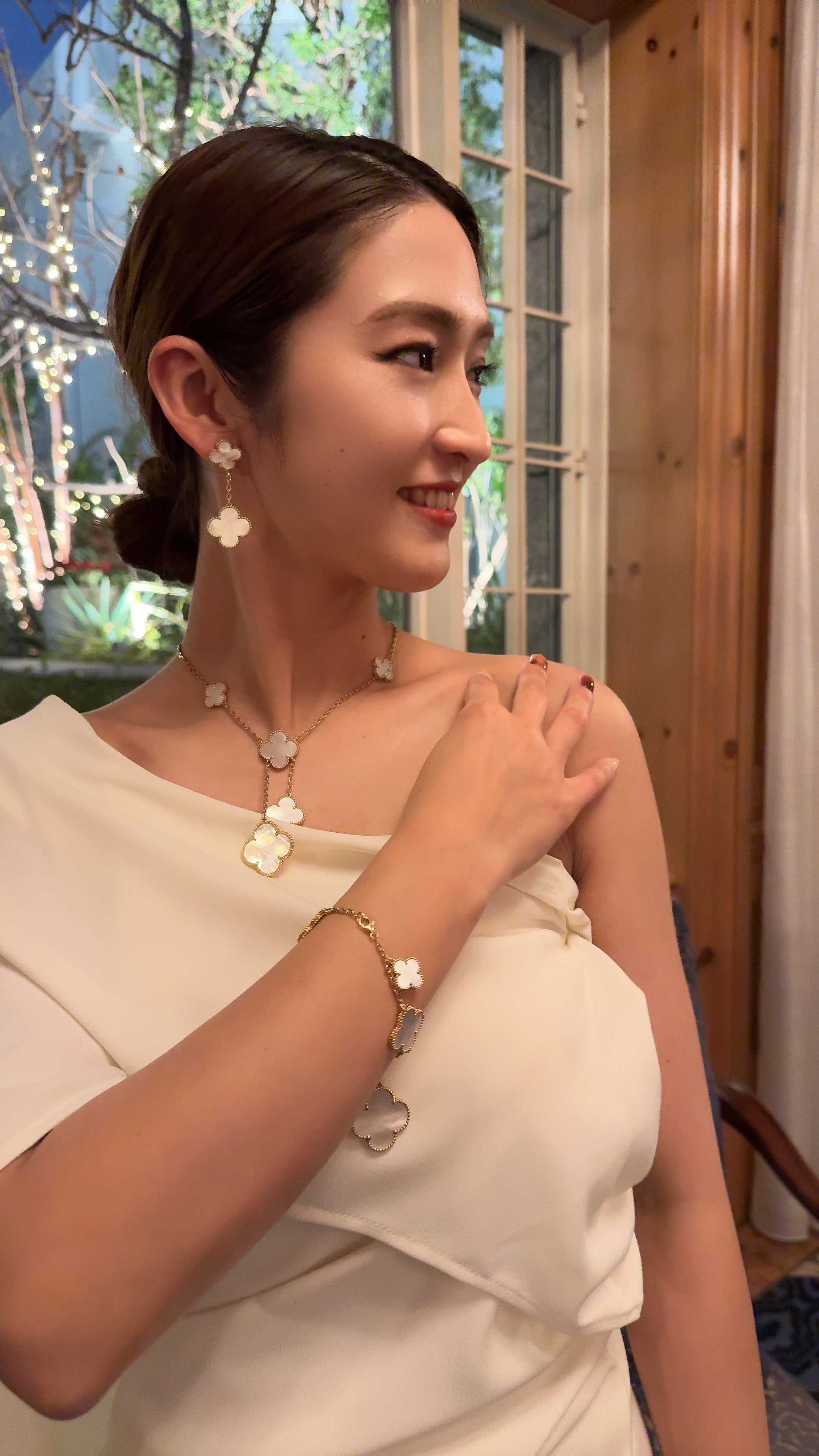 マジックアルハンブラ6PネックレスMOP K18イエローゴールド(ちょいカリ)関西限定