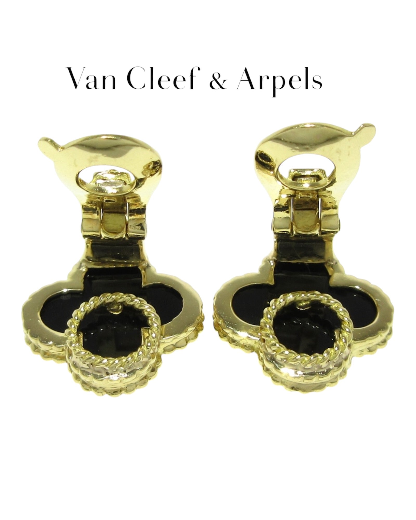 VanCleef & Arpels ヴィンテージアルハンブラ イヤリング クリップタイプ K18YG オニキス