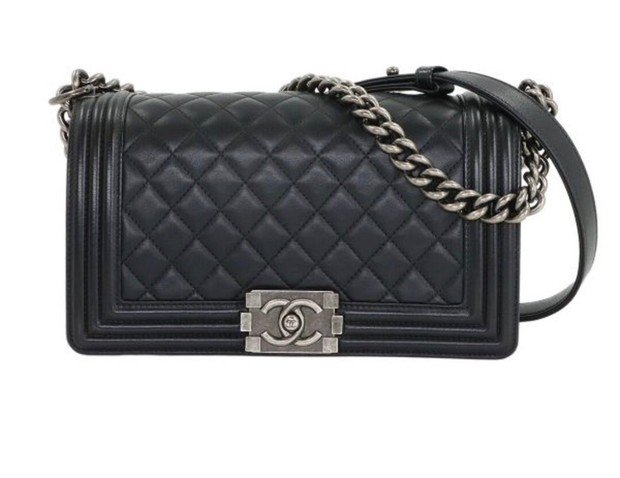 CHANEL ボーイシャネル チェーン ショルダー バッグ ラムスキン