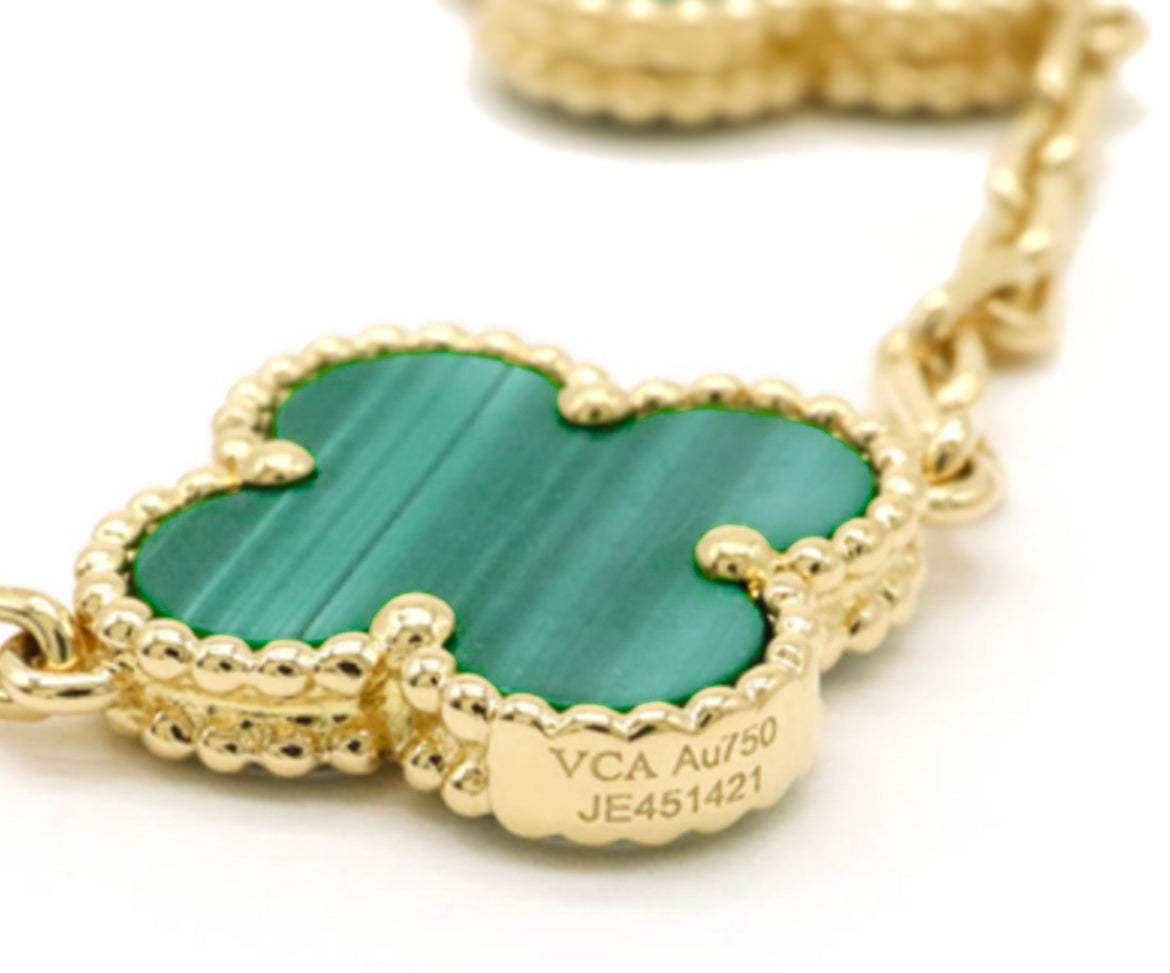 Van Cleef & Arpels ヴァン クリーフ & アーペル VCA ヴィンテージアルハンブラ ブレスレット K18YG マラカイト VCARL80900