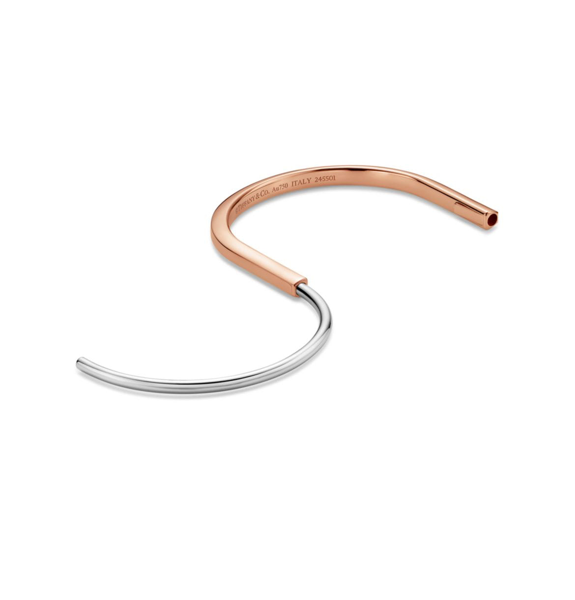 TIFFANY & Co. ロック ナロー バングル ローズゴールド & ホワイトゴールド