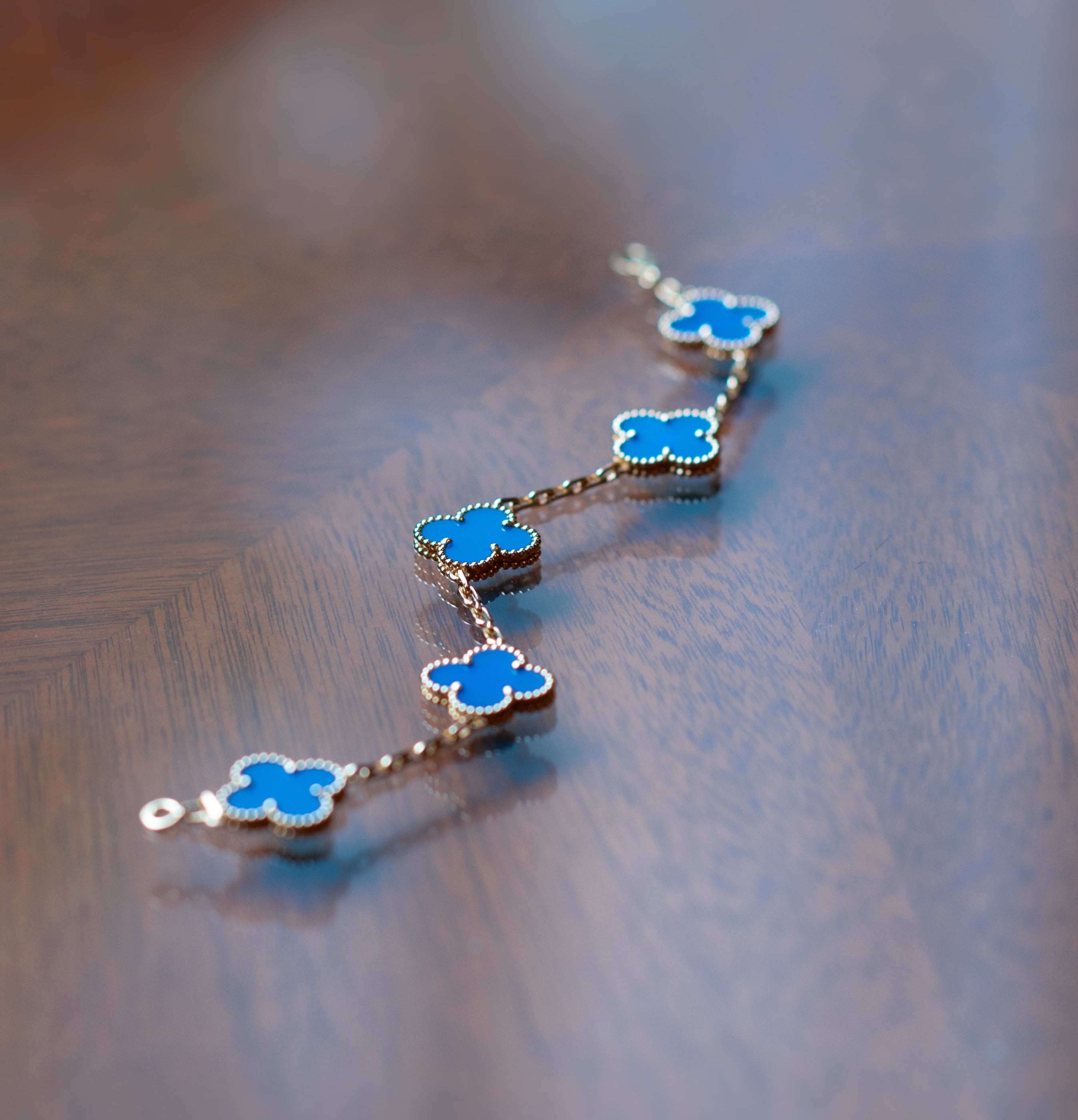 Van Cleef & Arpels ヴァンクリーフ&アーペル ヴィンテージアルハンブラ 5P ブルーアゲート ブレスレット