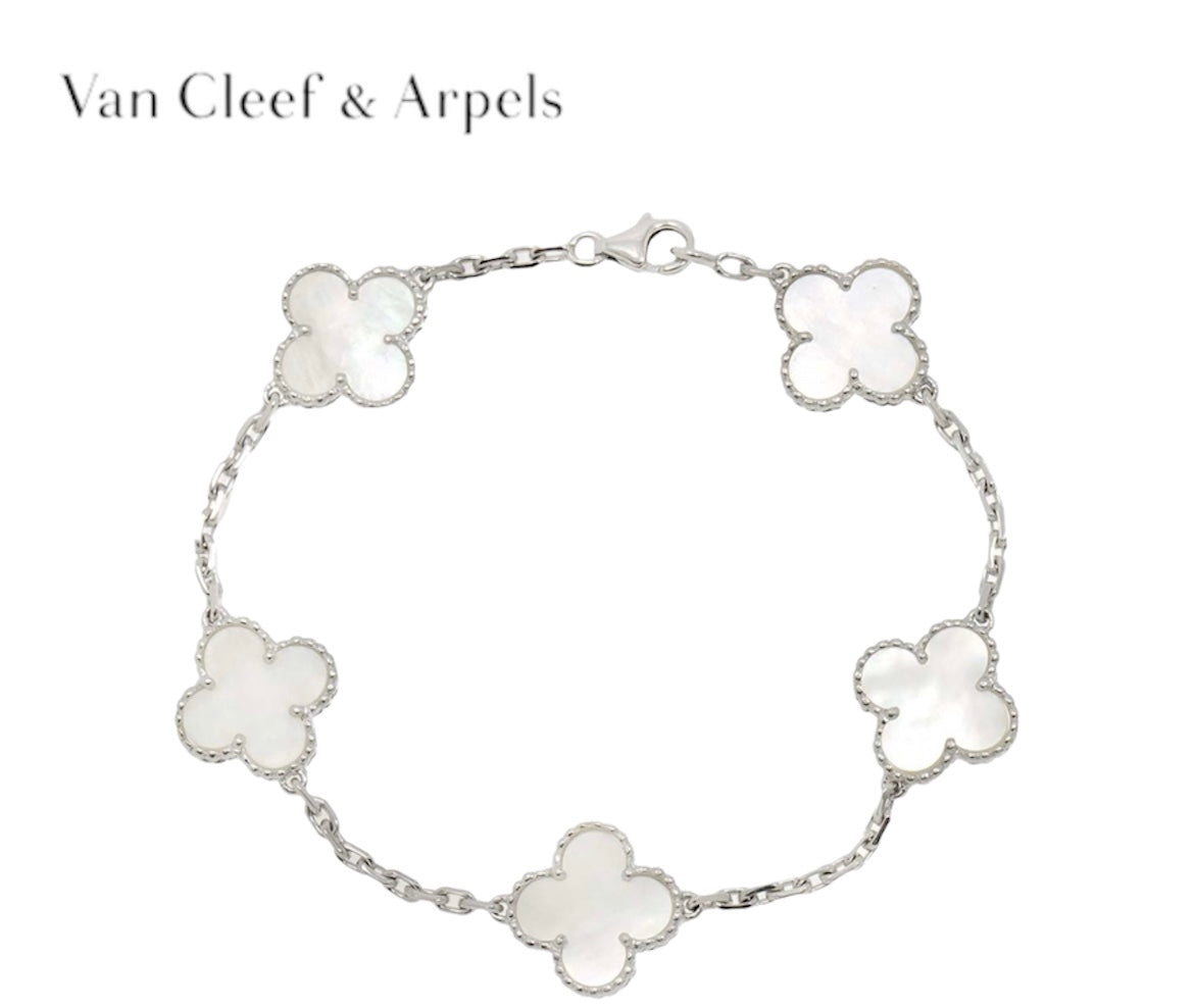 Van Cleef & Arpels ヴィンテージ アルハンブラ ホワイトゴールド 5モチーフブレスレット