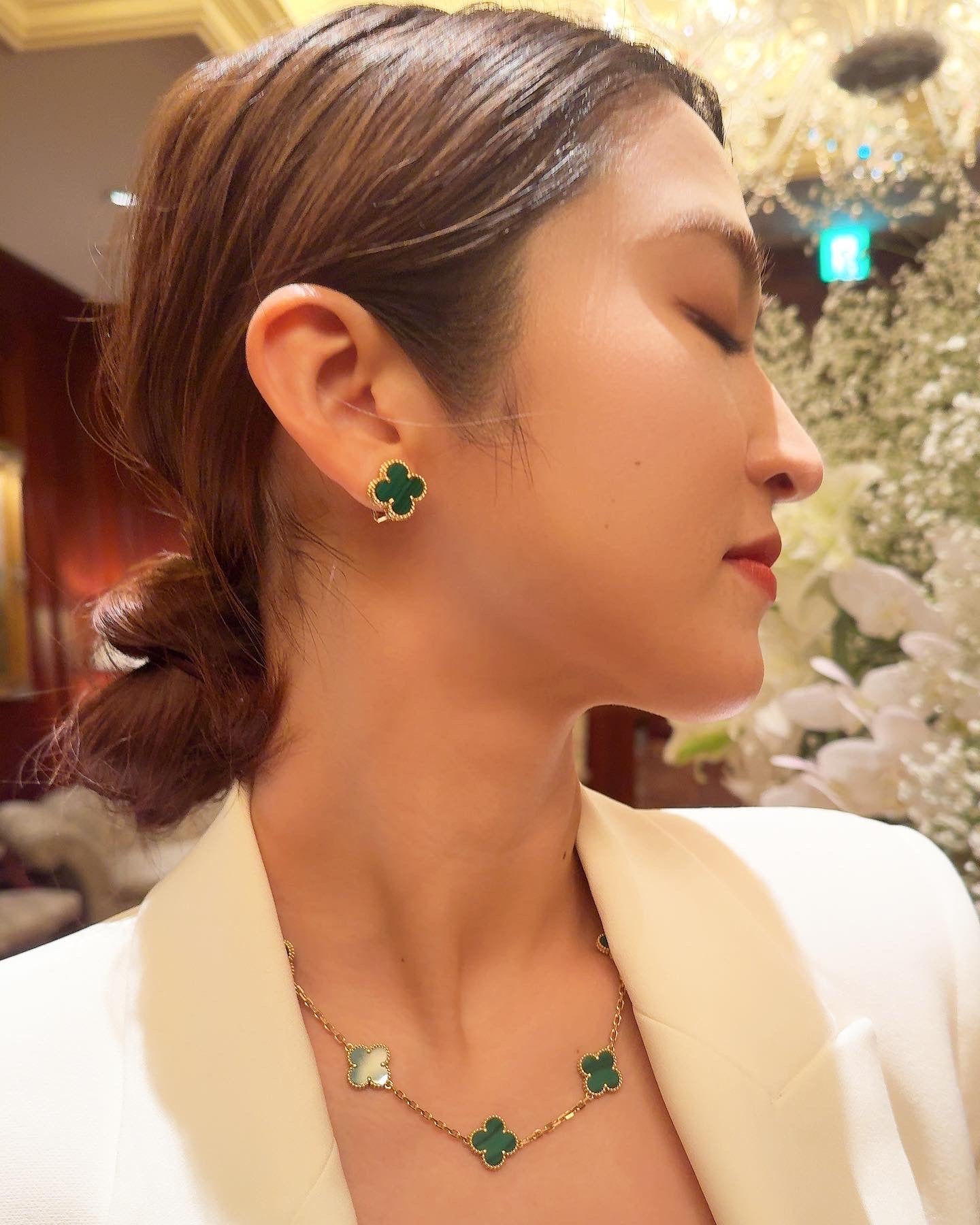 Van Cleef & Arpels ネックレス K18YG マラカイト 10Pモチーフ (ちょいカリ)関西限定