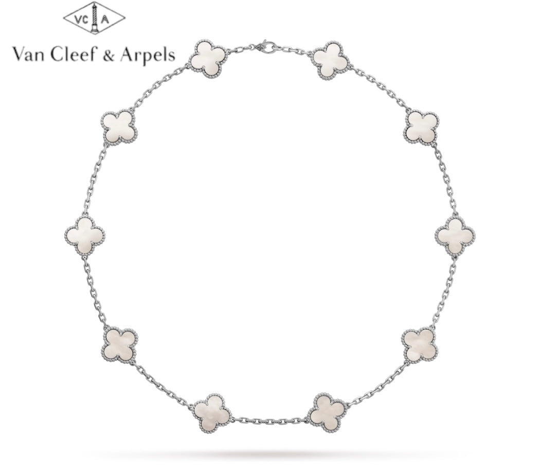 Van Cleef & Arpels(3) 10モチーフ ネックレス　K18WG シェル