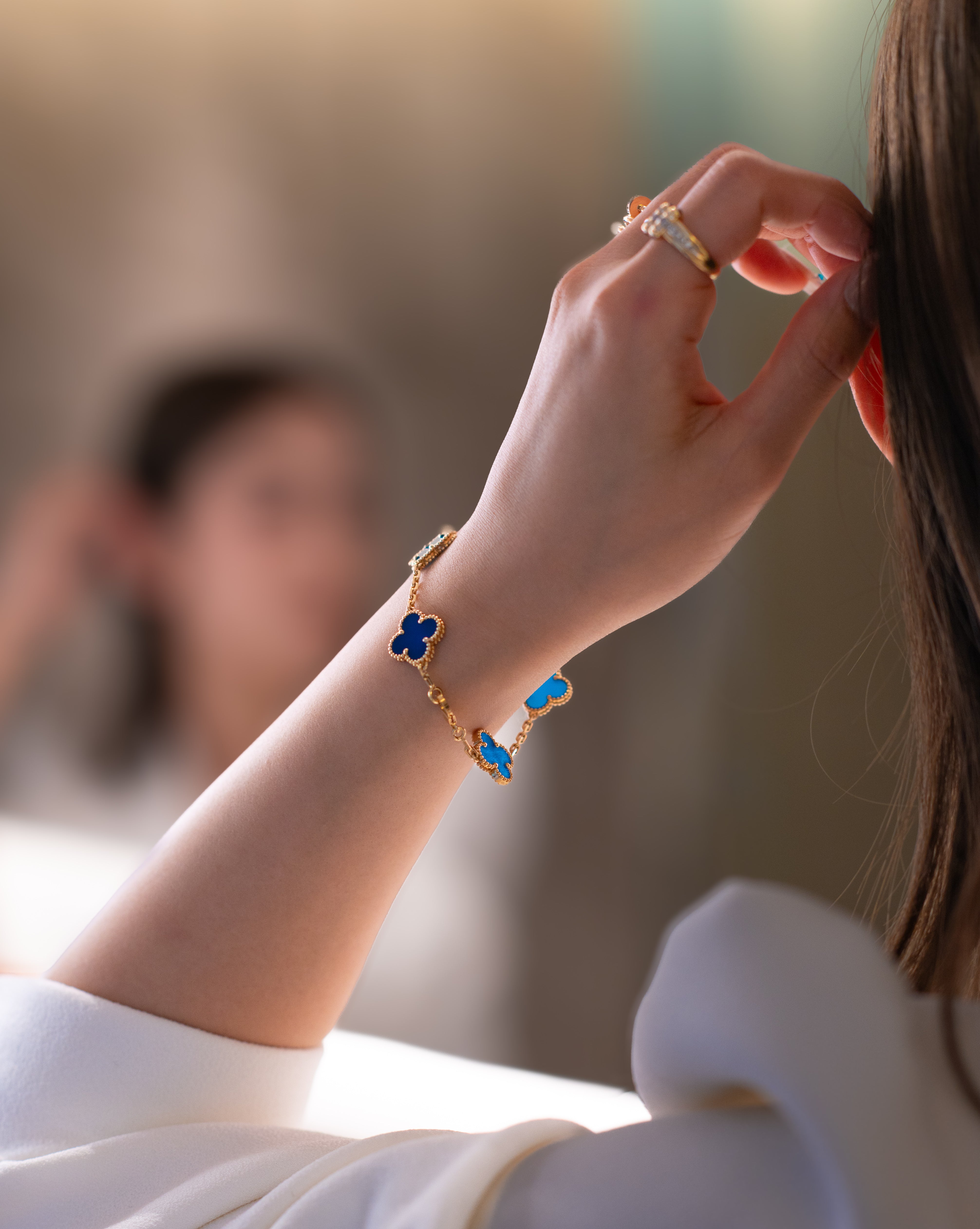 Van Cleef & Arpels ヴァンクリーフ&アーペル ヴィンテージアルハンブラ 5P ブルーアゲート ブレスレット